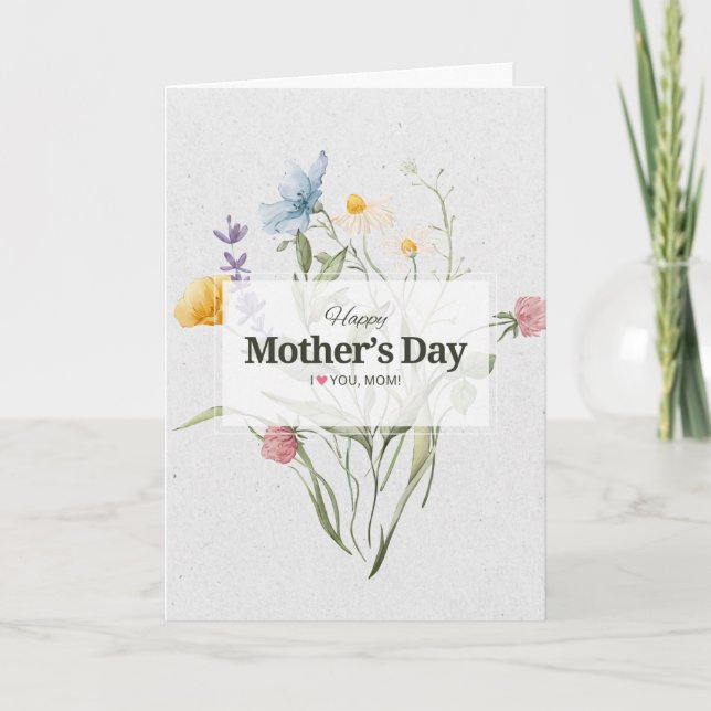 Carte Elegant Floral Happy Mother’s Day Watercolor  (Devant)