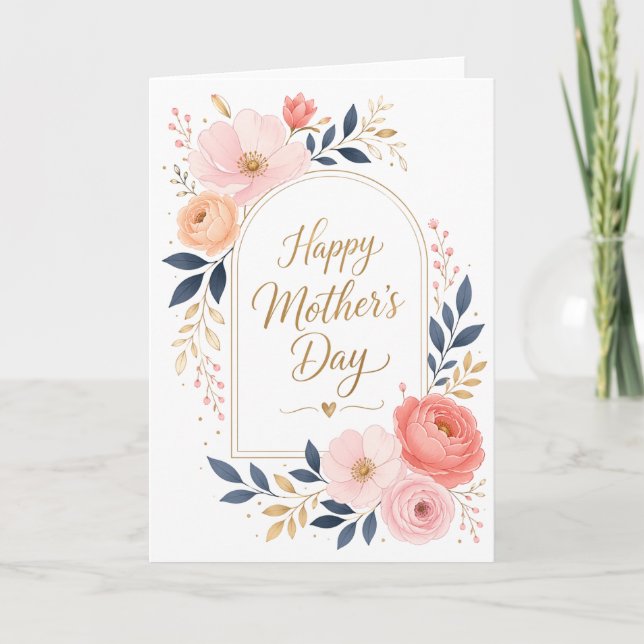 Carte Elegant Floral Soft Pink Happy Mother’s Day  (Devant)