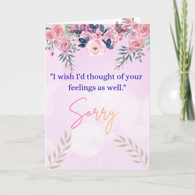 Carte Elegant Floral Sorry Greeting Card with Heartfelt  (Devant)