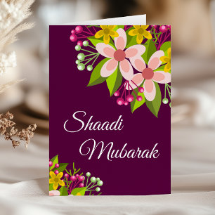 Carte Élégant floral vibrant Shaadi Moubarak