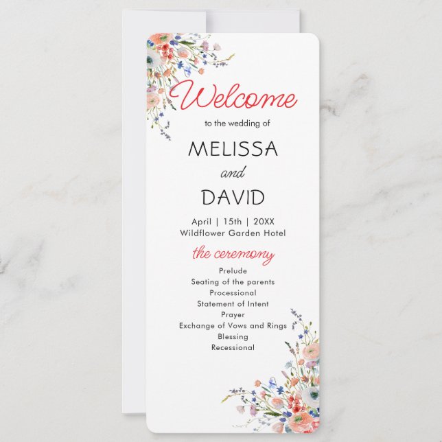 Carte Elegant Floral Wedding Program (Devant)