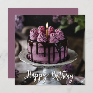 Carte Elégant gâteau Lilac voeux d'anniversaire