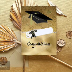 Carte Elégant Gold Foil comme Damask Graduation Card