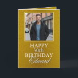 Carte Elegant Gold Photo Boyfriend Anniversaire<br><div class="desc">Une photo personnalisée de votre petit ami associée à un message d'anniversaire sincère,  le célébrant lors de sa journée spéciale. Une façon significative et personnalisée de le faire se sentir aimé et apprécié.</div>