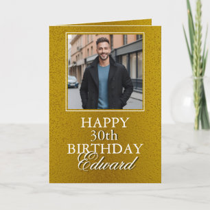 Carte Elegant Gold Photo Boyfriend Anniversaire