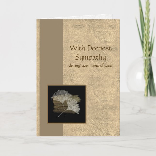 Carte Elégant Golden Ginkgo Sympathie la plus profonde (Devant)