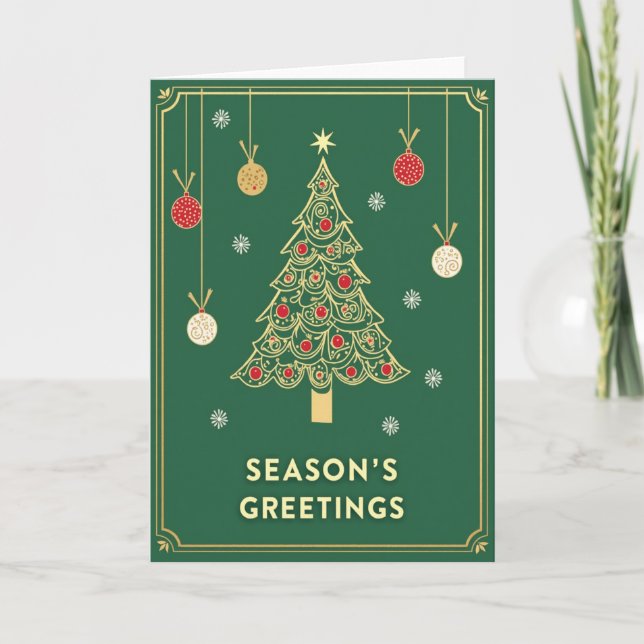 Carte Elegant Green Seasons Greetings Card (Devant)
