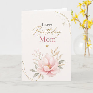 Carte Elegant Happy Birthday Mom Greeting Card