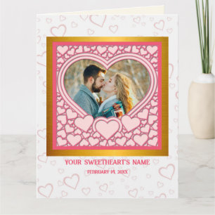 Carte Élégant Heureuse Sainte-Valentin de coeur rose élé