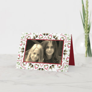 Carte Élégant Holly Pinecone Mandala Classic 1 Photo