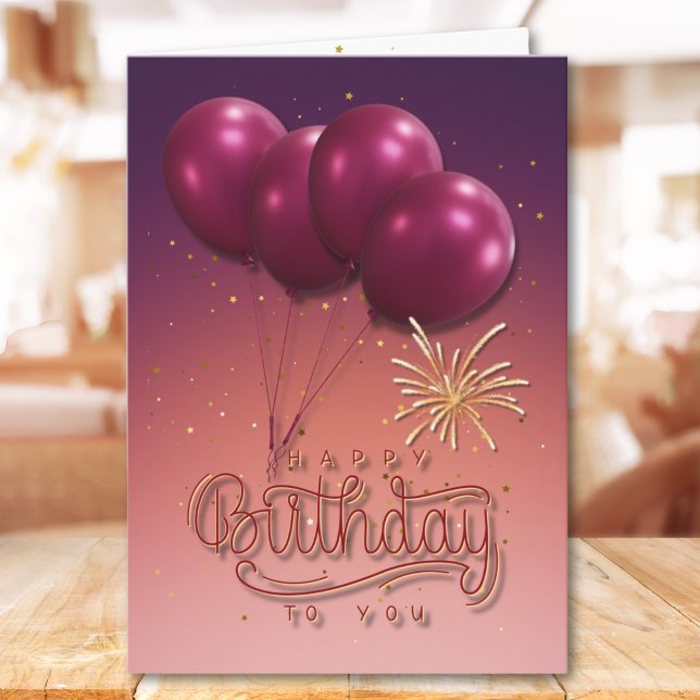 Carte Elégant Joyeux Anniversaire Pour Vous Balloon Fire (Créateur téléchargé)