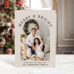 Carte Élégant Joyeux Arc brillant Photo Noël