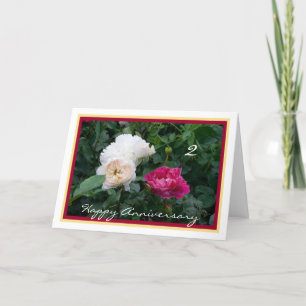 Carte Élégant Joyeux deuxième anniversaire de Mariage av