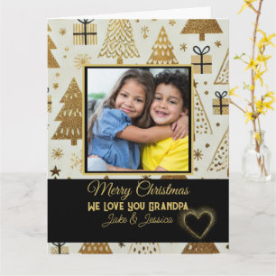 Carte Elégant Joyeux Grand-père de Noël Noir et Or