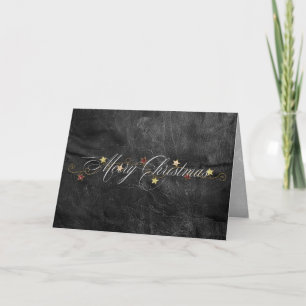 Carte Élégant Joyeux Noël En Cuir Noir
