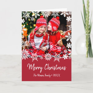 Carte Élégant Joyeux Noël flocons de neige photo personn