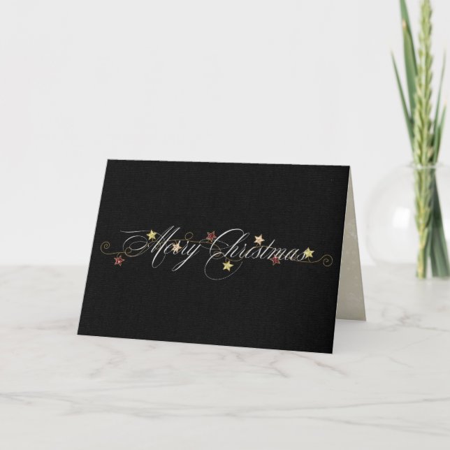 Carte élégant Joyeux Noël sur noir (Devant)