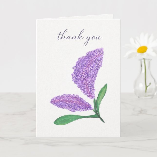 Carte Elegant Lilac Watercolor Thank You Card (Petite plante)