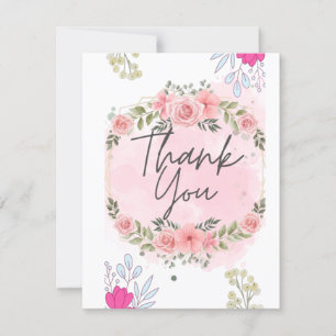 Carte Élégant Merci de Fête des mariées floral rose pâle