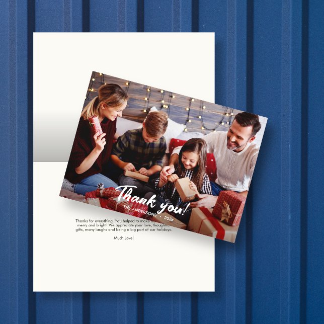 Carte Élégant Merci photo de vacances moderne (Créateur téléchargé)