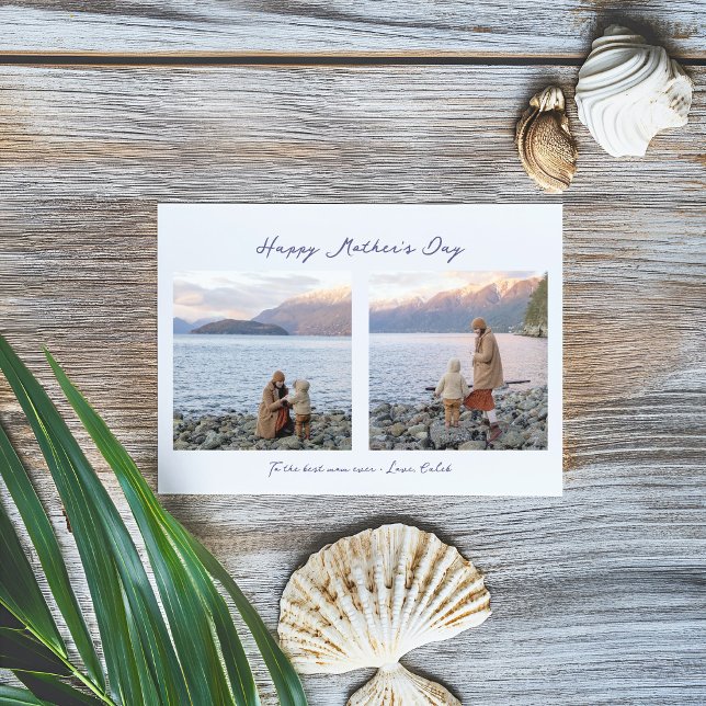 Carte Élégant minimal 2 Photo Fête des Mères Salutation (Créateur téléchargé)