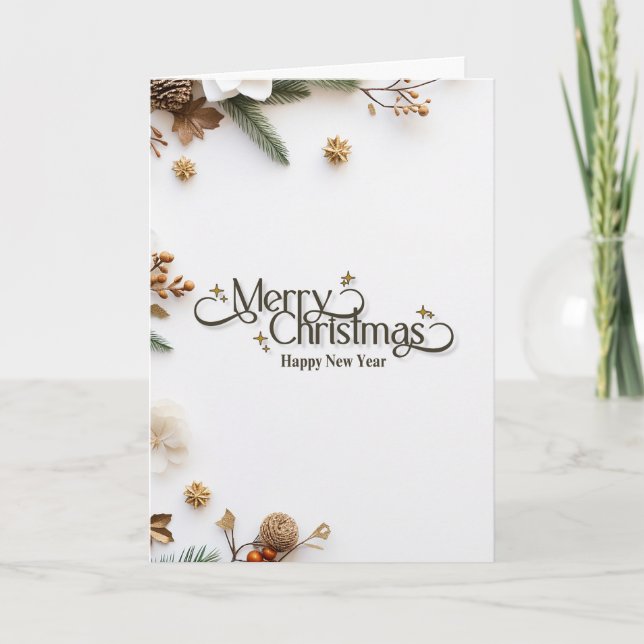 Carte Elegant Minimalist Gold 'Merry Christmas' Holiday  (Devant)