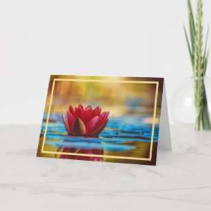 Carte Elégant moderne eau rouge Lily Fleur Or Frame