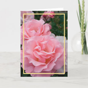 Carte Elégant moderne rose Roses Fleurs Photo Gold Cadre