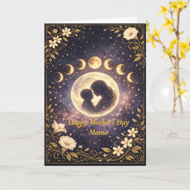 Carte Elegant Moon Phase Mother’s Day Card for Mama (Fleur jaune)