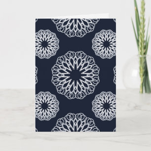 Carte Élégant motif mandala bleu marine et blanc
