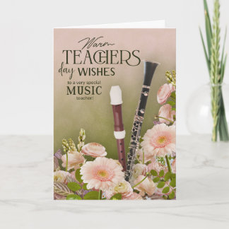 Carte Elegant Music Teacher’s Day Floral Card