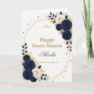 Carte Élégant Navy Sweet 16