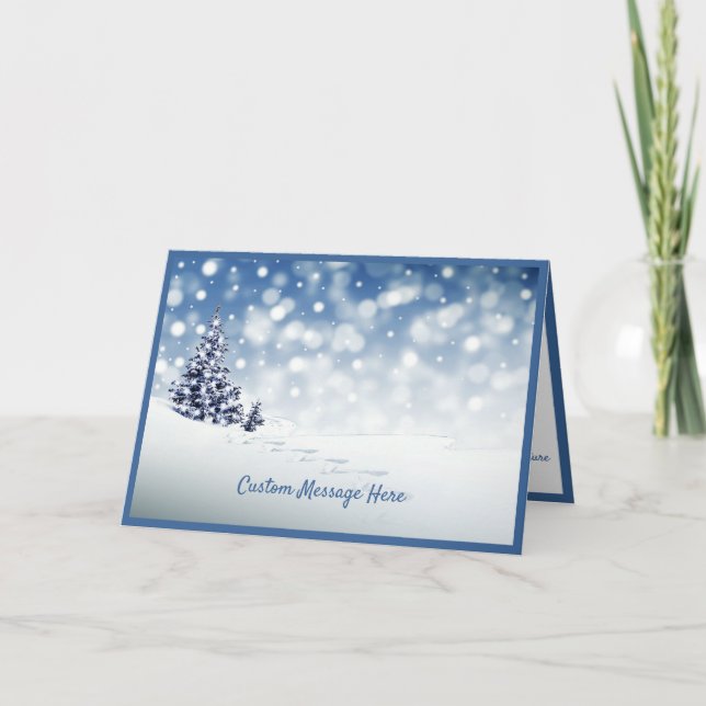 Carte Élégant Noël de Noël Arbre à neige d'hiver (Devant)