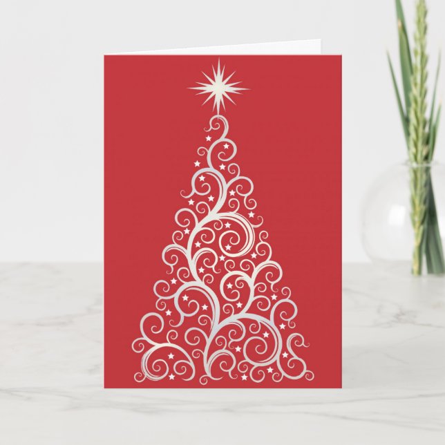 Carte Élégant Noël Rouge moderne vacances (Devant)