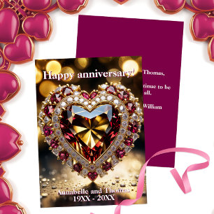 Carte Élégant Opulent Heart Gemstone Mariage Anniversair