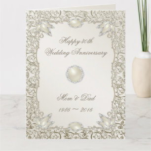 Carte Elégant Pearl 30e anniversaire de Mariage 8,5 X 11