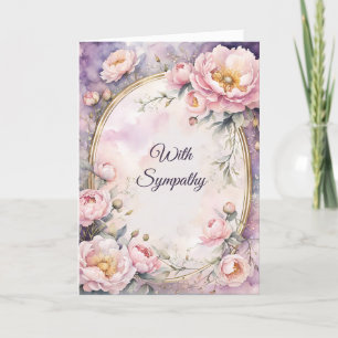 Carte Elégant Peony rose Oval Frame Sympathie