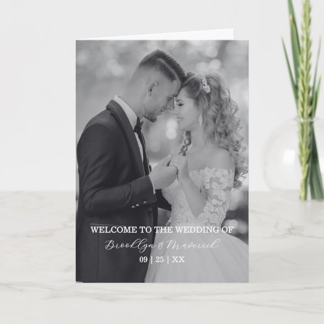 Carte Elegant Photo Wedding Ceremony Timeline Program (Devant)