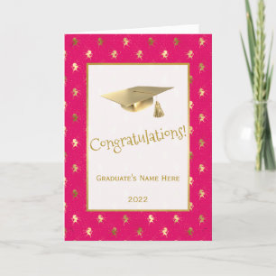 Carte Élégant Pink Gold Unicorns Graduation