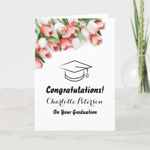Carte Elégant Pink Tulip Graduation Card