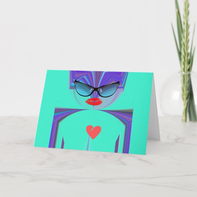 Carte Élégant Portrait De Dame : Une Oeuvre Colorée (Devant)