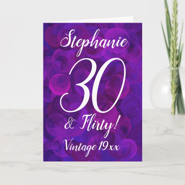 Carte Elégant Purple 30 et Flirty Personnalisé Anniversa (Devant)