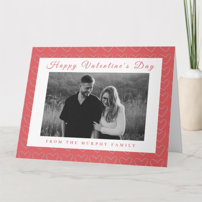 Carte Elegant Red Hearts Happy Valentines Day 1 Photo  (Devant)