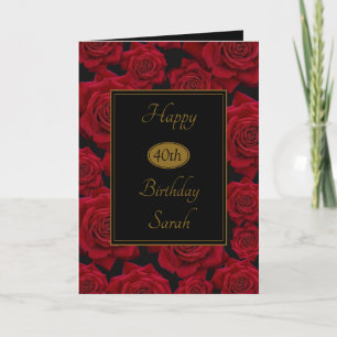 Carte Elegant Red Rose Any Age Birthday