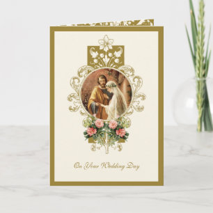 Carte Élégant Religieux Catholique Mary Joseph Mariage