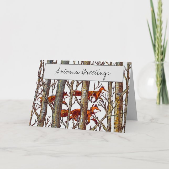 Carte Élégant renard d'automne Bois d'automne Peinture p (Devant)