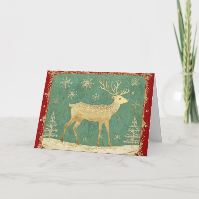 Carte Elégant renne avec Snowflakes Design (Devant)