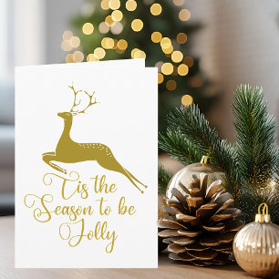 Carte Élégant renne de Noël Or Cette saison