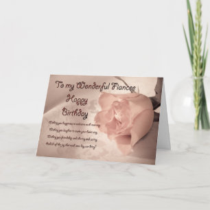 Carte Elegant rose birthday card forfiance