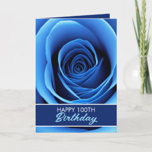 Carte Elégant Rose bleu 100e anniversaire
